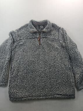 Alpine Sherpa Fleece Pullover Men's Large Gray 1/4 Zip Jacket Pockets Sweater